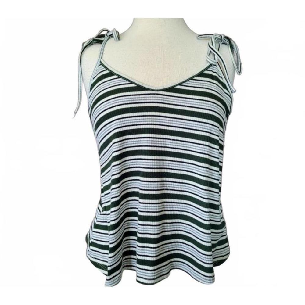 Anthropologie Caution to the Wind Forest Green Striped Tank Top Size Small